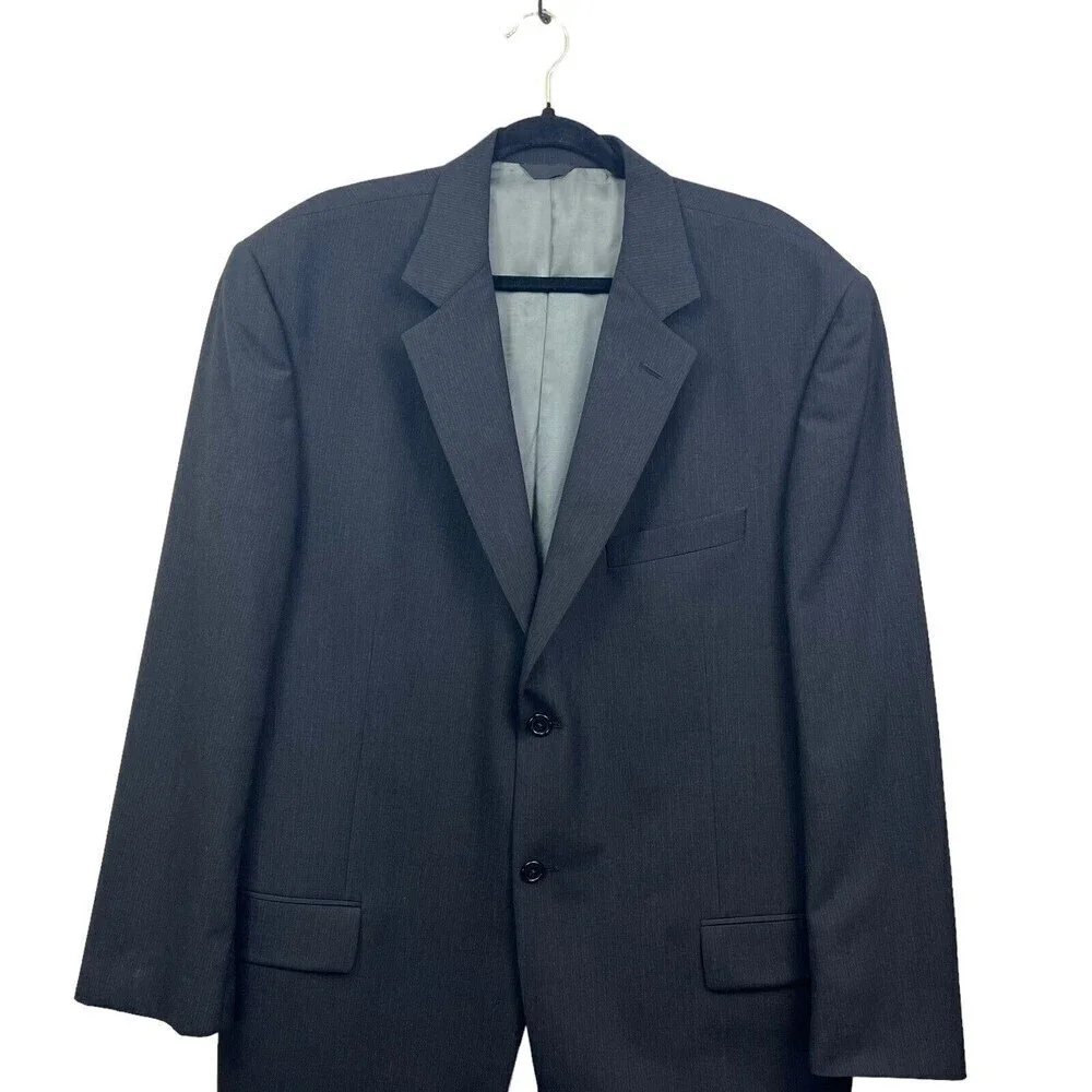 Yve St Germain Savona Suit Blazer Men Worsted Wool 2 Button Lined Black Size 46L